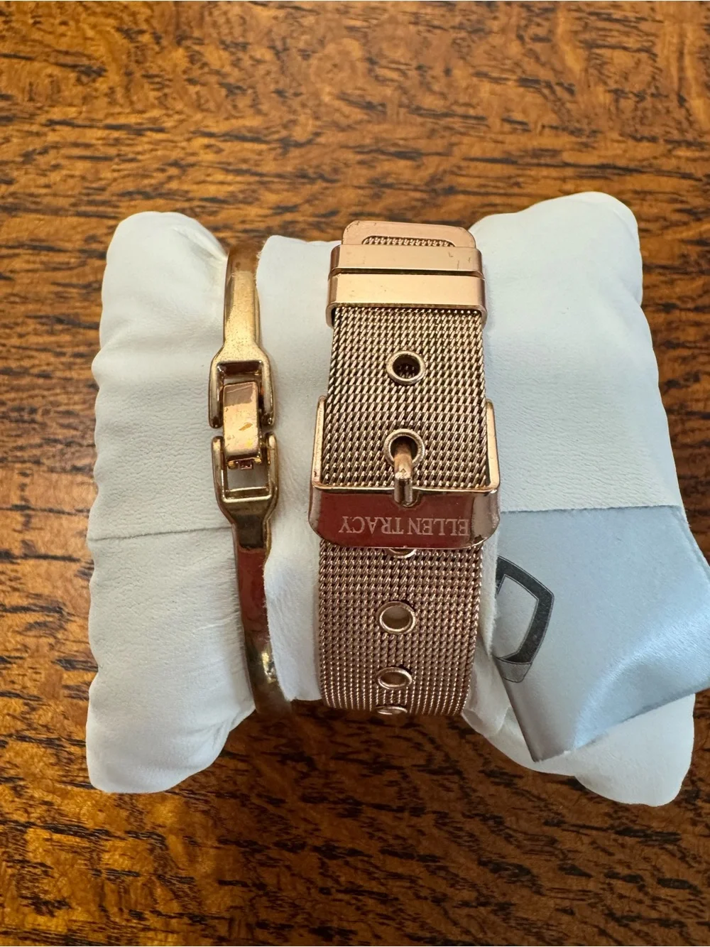 Ellen Tracy Rose Gold Watch with Crystal Accent Bracelet Set